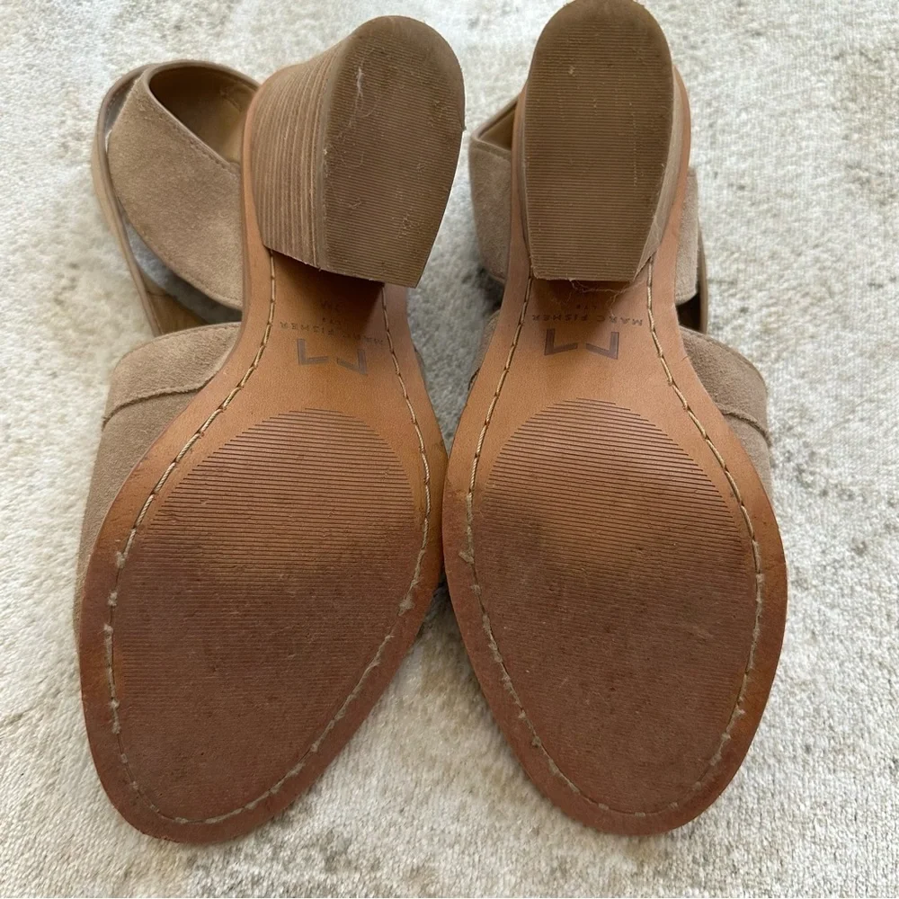 Marc fisher suede sandals heels 7 tan - Picture 4 of 8